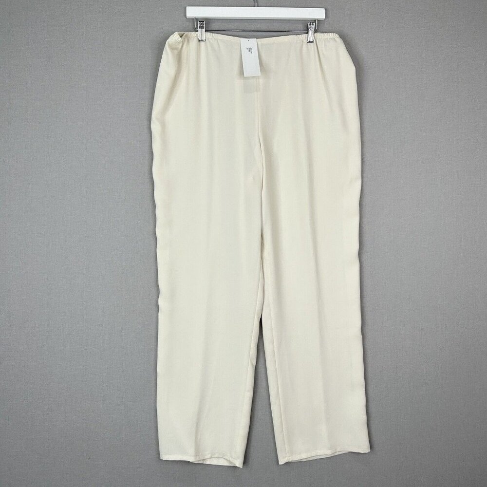 Caroline Rose Womens Pants‎ 1X Beige Matte Crepe Pull-On Straight Trouser Work